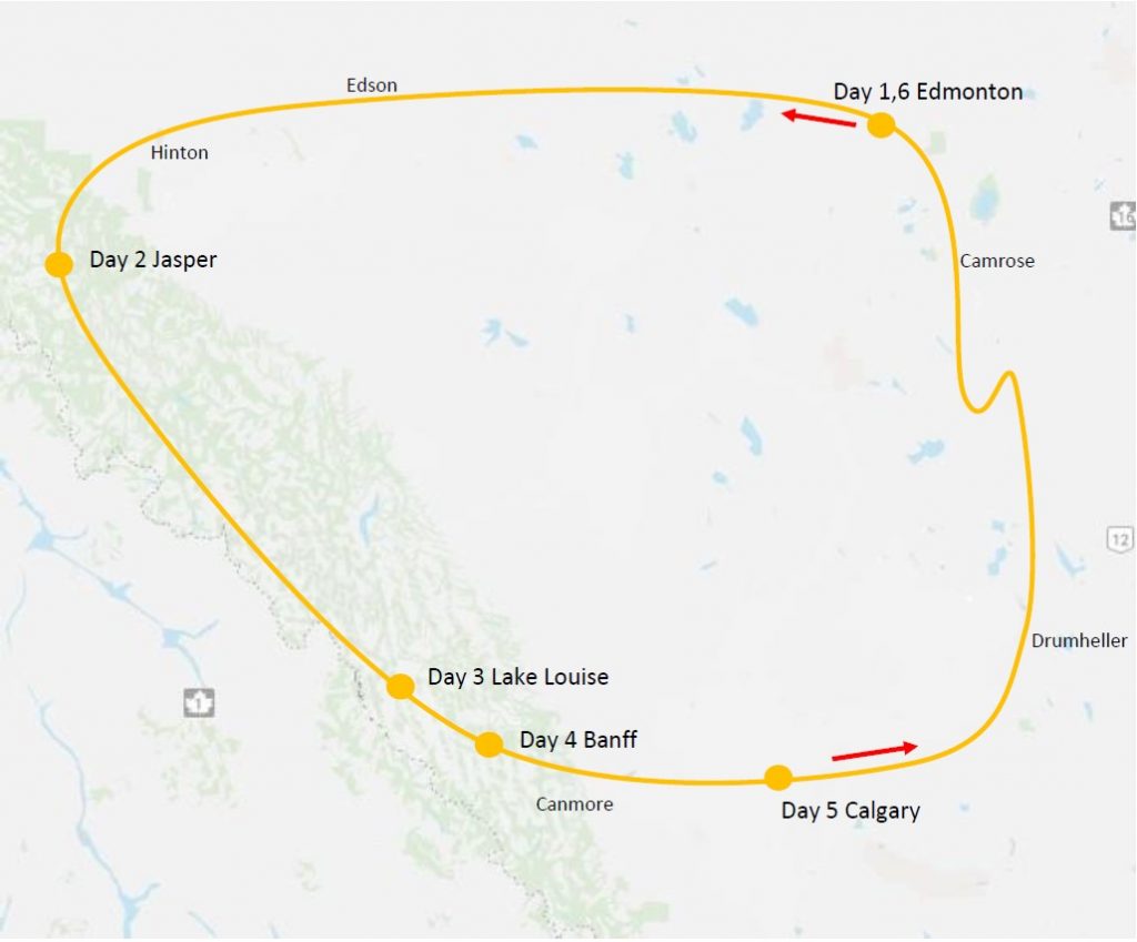 Alberta Rockies & Badland Circle Route